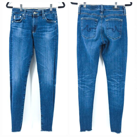 Ag Adriano Goldschmied High Rise The Farrah Skinny Ankle Jean Med Wash RawHem 27 - Picture 1 of 12